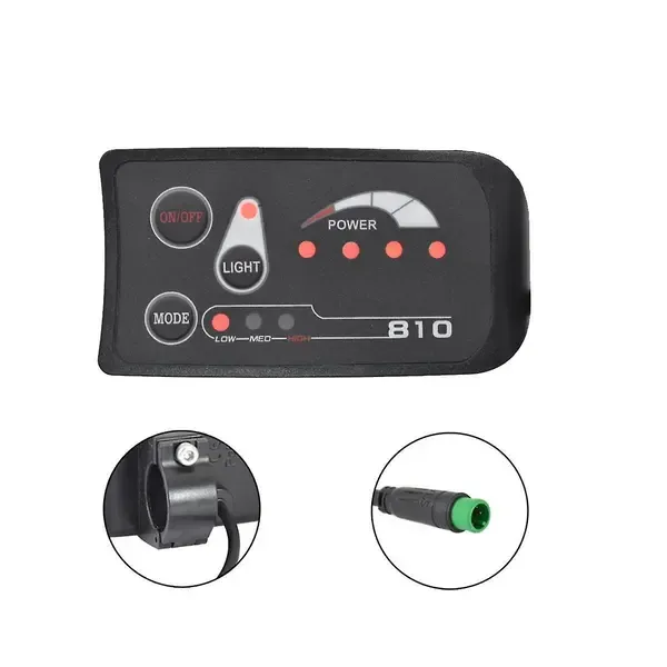 5-pin S810 Electric Bike Meter LED Display Ip65 36v Uart for Electric Bike E-Bike Meter (36v)- Perfet-max, Made of Plastic, Black Color