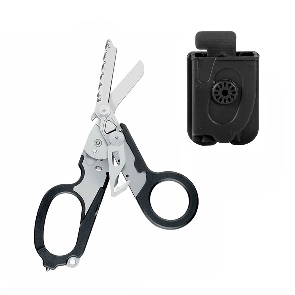 6 in 1 Multifunctional Trauma Shears Foldable with Strap Cutter | Heavy Duty Stainless Steel Emergency Response Shears | Survival Shears With Holster | Medical shears | Black