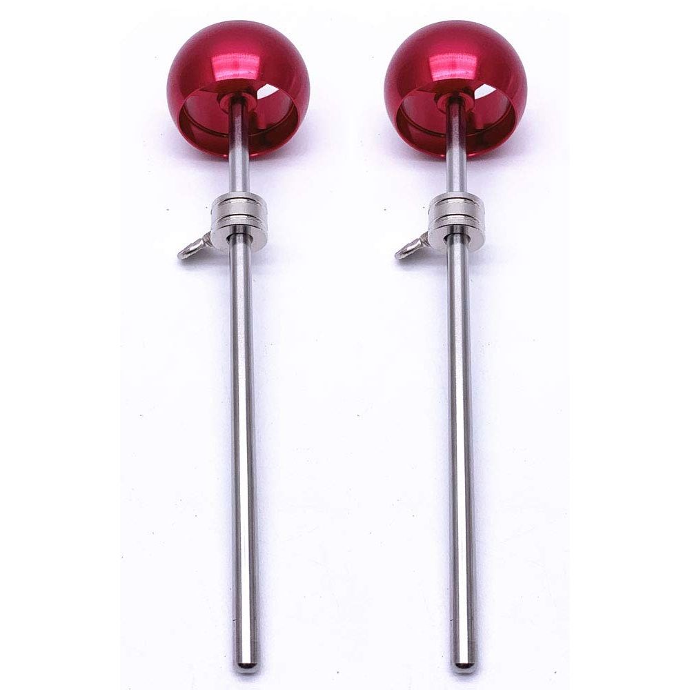 2 Pieces Bass Drum Pedal Beater Aluminum Alloy Hammer Head Percussion Instrument Accessory Part Red