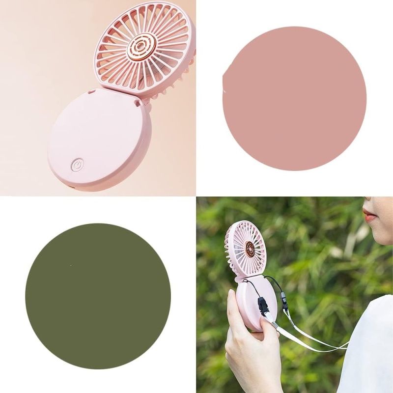 Handheld Fan, Portable Neck Fan, Folding fan,Attachment function 3 Speed Fan USB Rechargeable Fan Cute Design (Deep blue)