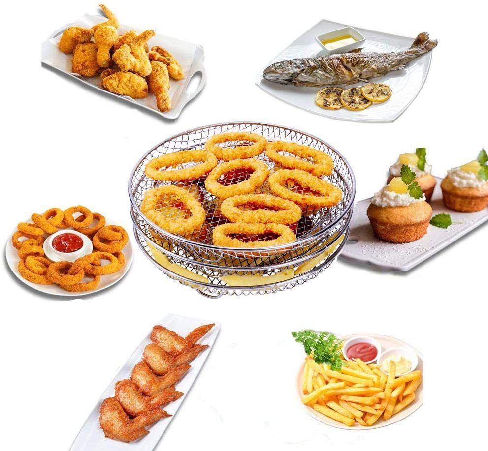 Air Fryer Accessories-Air Fryer Three Stackable Racks for Airfryer,Air Fryer Rack Stainless Steel Oven,Pressure Cooker