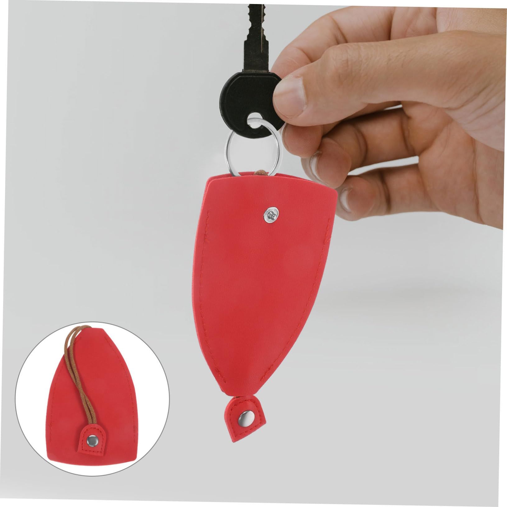 2 Car Key Case, Pull-out Key Holder Hook, PU Leather Car Remote Control Key Bag, for Most Cars (Red)