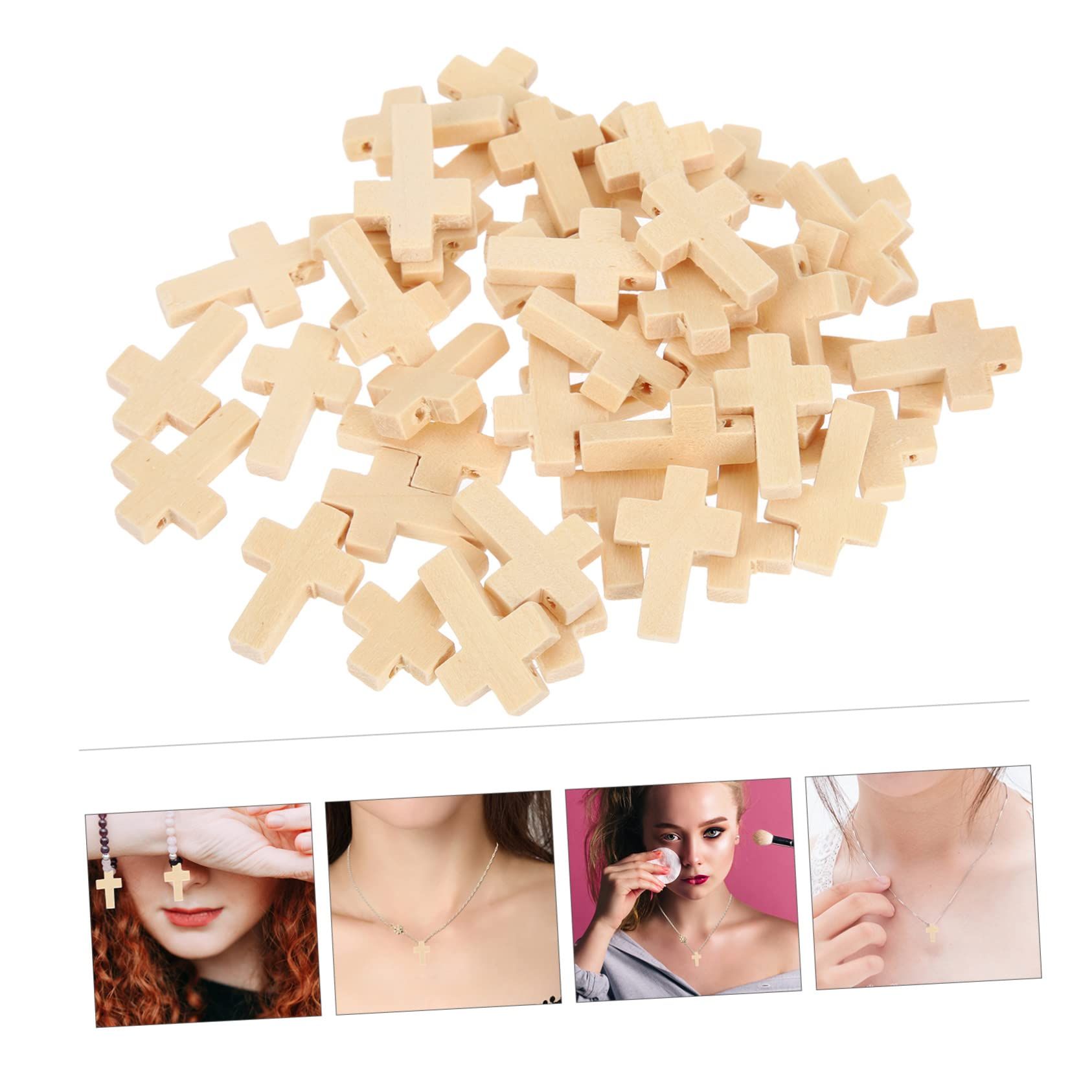 50pcs Cross Pendant Wood Cross Bulk Vintage Ornament Christ Cross Charms Cross Necklace Pendant Charm Holder for Necklace