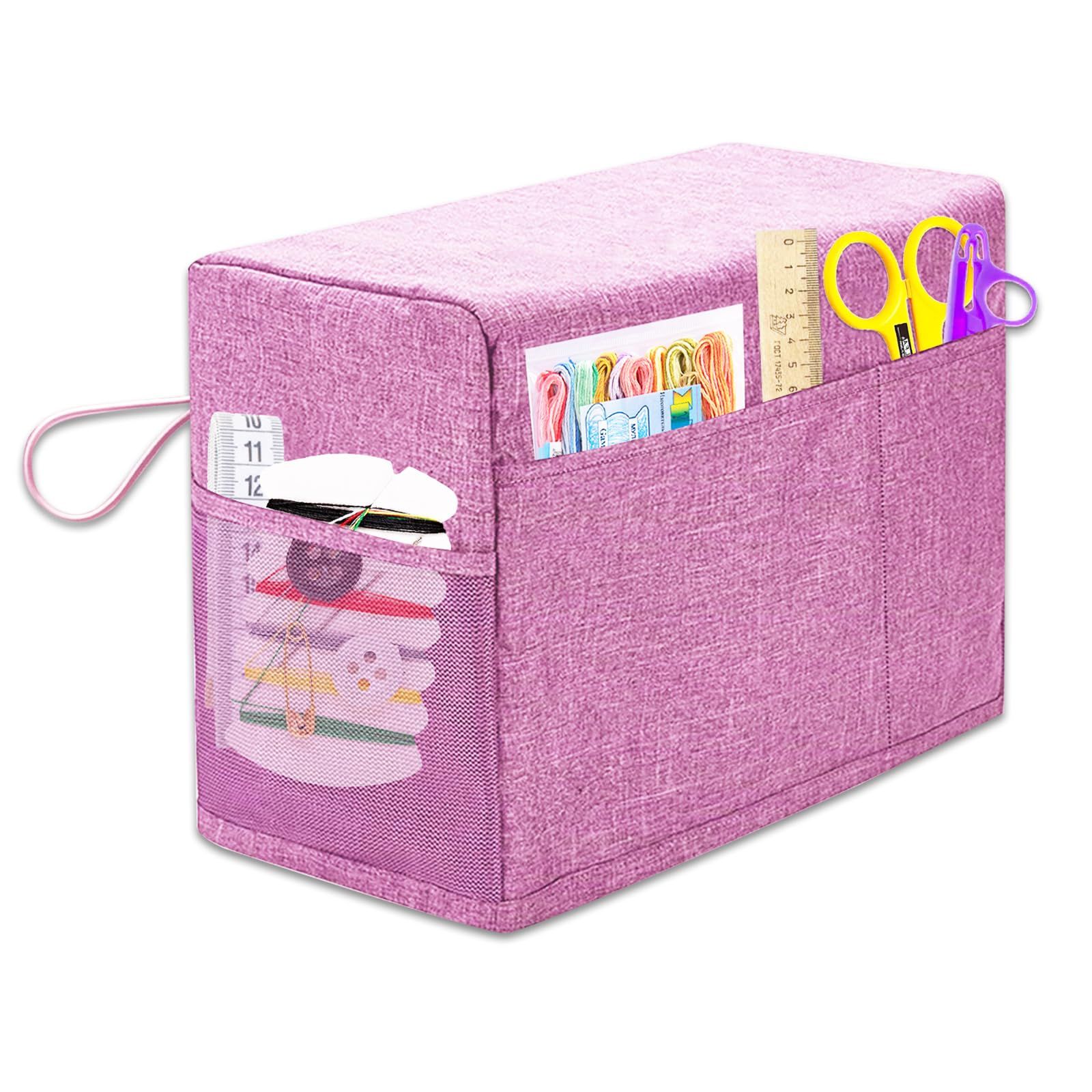 Sewing Machine Cover, Protective Cover with Essentials Storage Pocket and Side Handles, Sewing Machine Dust Cover (Lucky Pink)