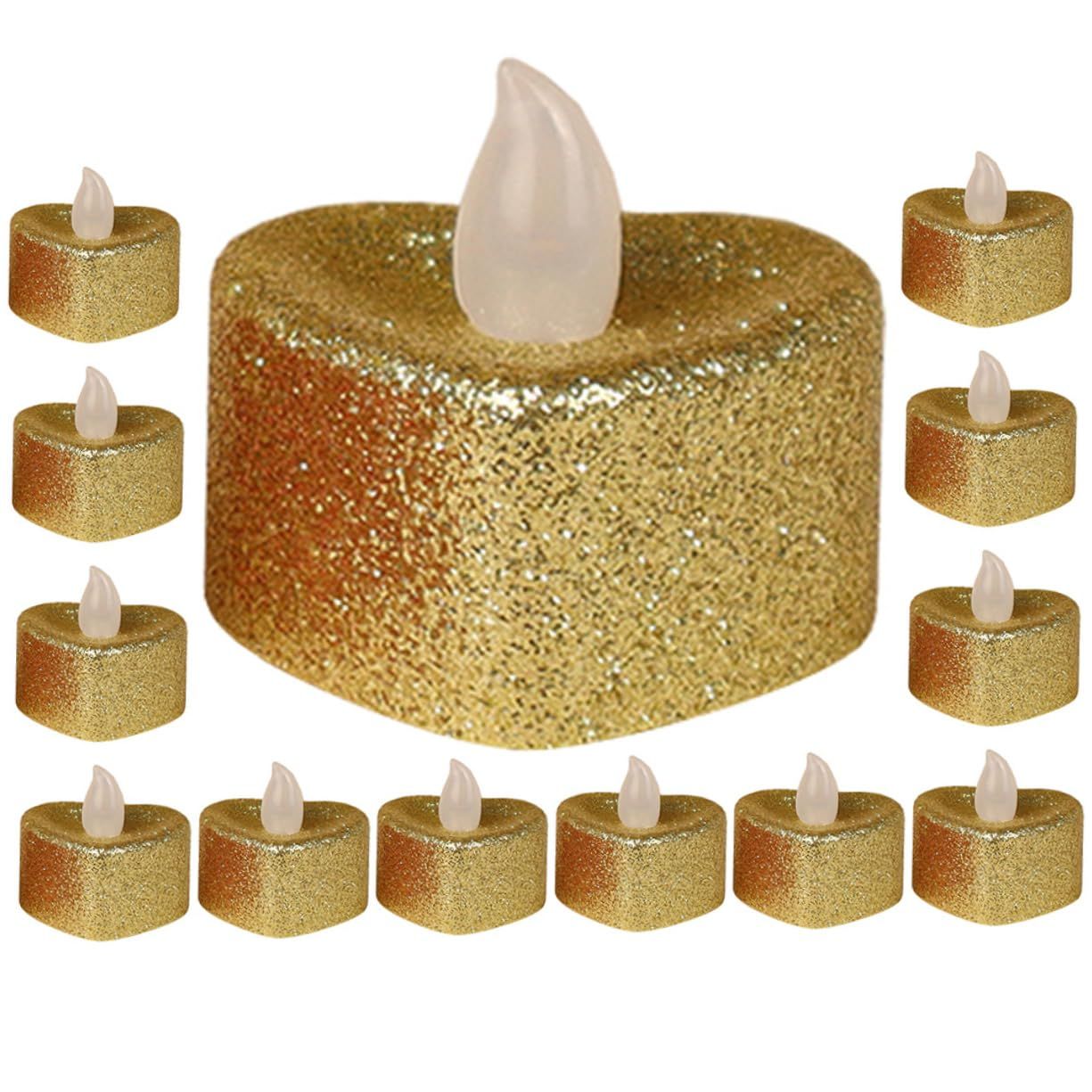 24pcs Love Candle Light Rose Gold Candles Heart Flameless Tealights Electric Candles Battery Tea Lights Candles Heart