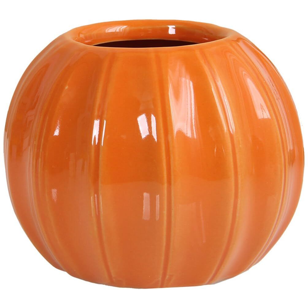 Pumpkin Vase Ceramic Flower Vase Fall Harvest Decoration for Halloween Home Decor Dried Flower Vase Flower Arrangement Orange