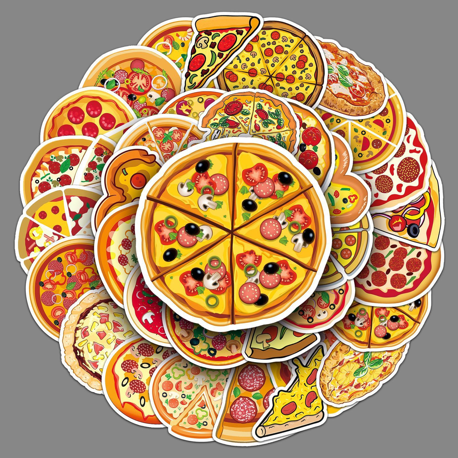 Stickers Pack, 50PCs, Aesthetic Vinyl Decals, Food Stickers , Laptop, Water Bottle, Stickers for Kids, Toddlers, Teens (Pizza)