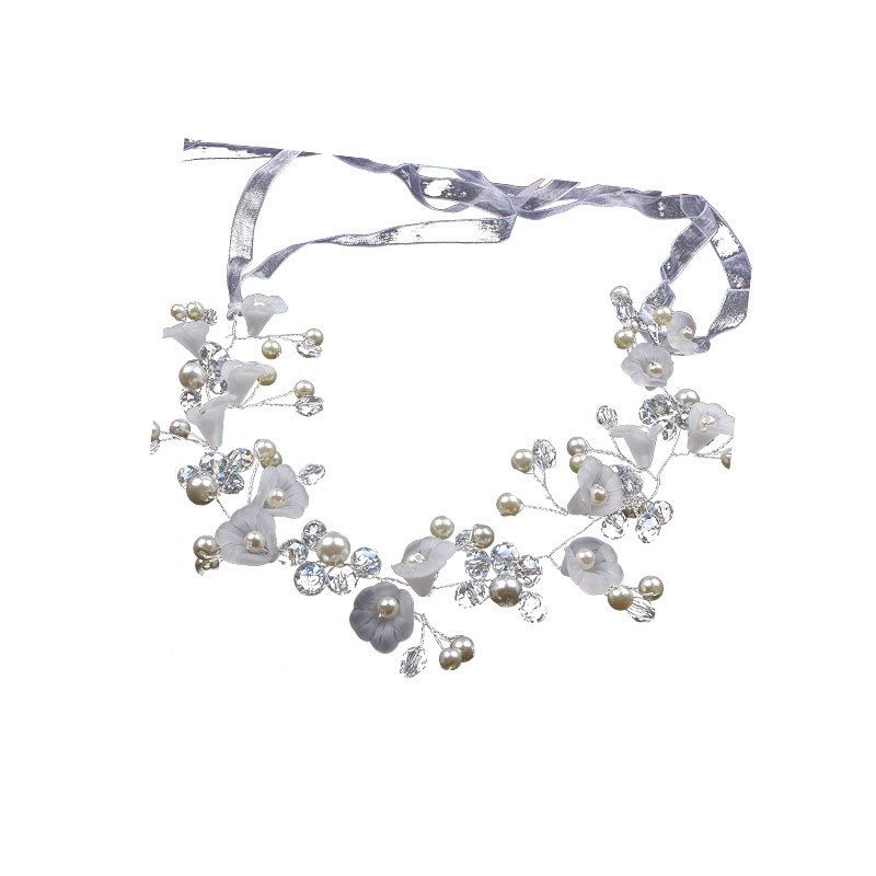 Flower Girl Hair Accessory, Princess Headpiece White Flower Headband Pearl for Girl and Flower Girls Cute Bridal Wedding Hair Band