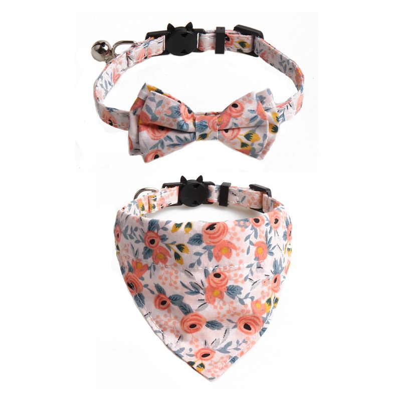 Cat Collars with Bells 2 Pack, Cute Flower Cat Collars , Breakaway Cat Collar with Bow Tie, Adjustable Cat Collar Accessories