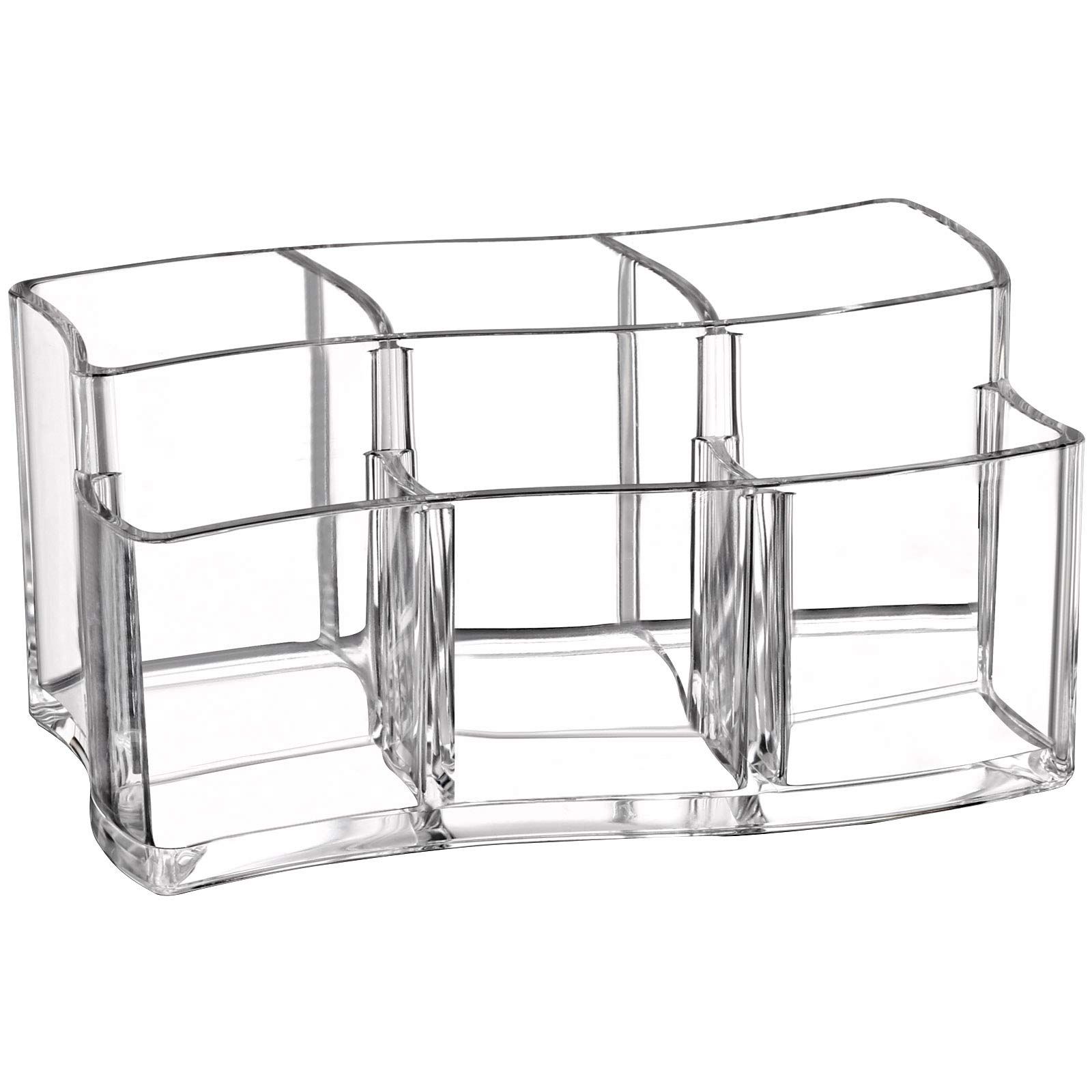 6 Slot Acrylic Makeup Brushes Holder Organizer, Clear Eyebrow Pen Container Cosmetics Storage saves space on your vanity tabletop