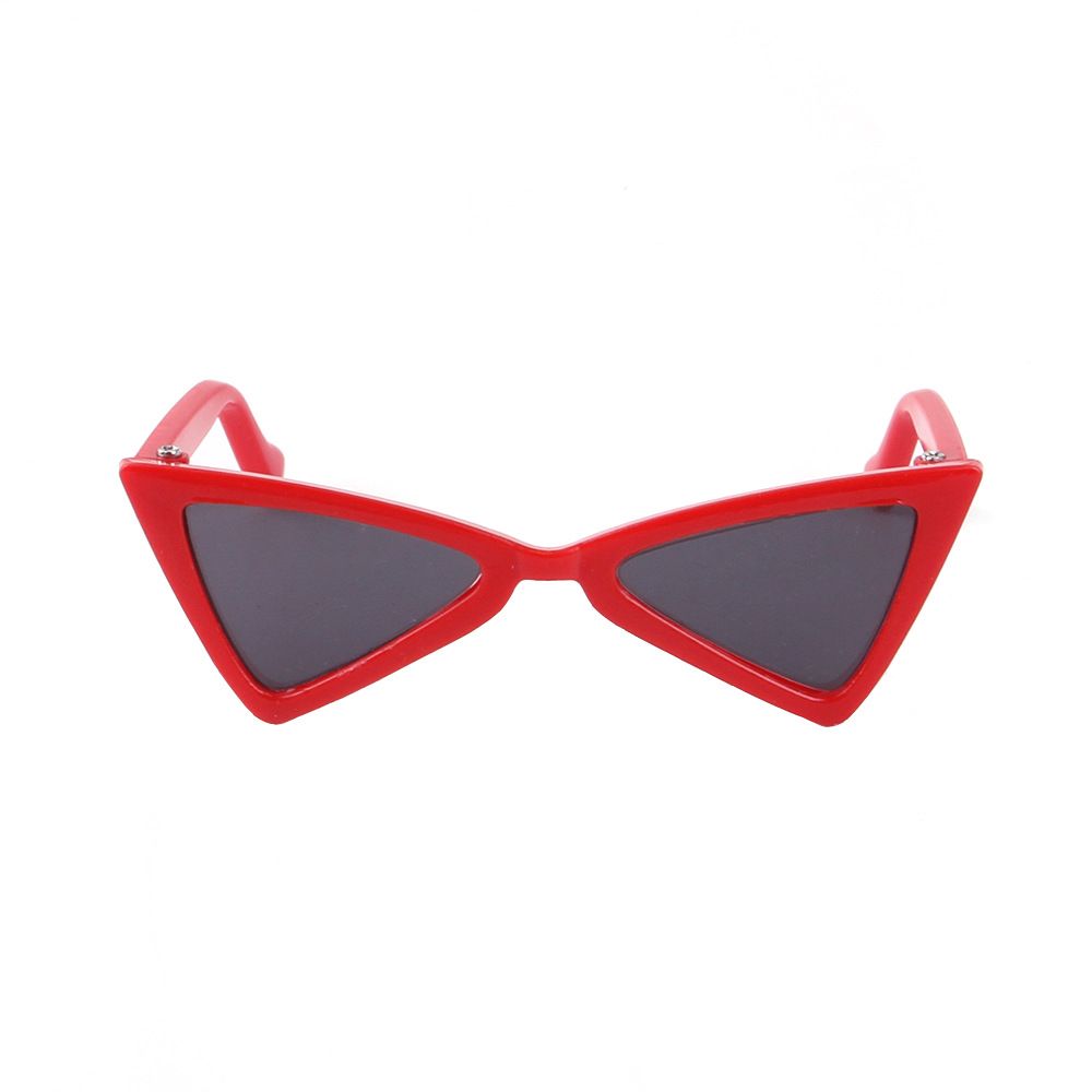 Small Pet Sunglasses,Triangle Cool Dog Sunglasses, Funny Doll Toy Glasses for Party Photo Cosplay Show(Sunglasses Red)