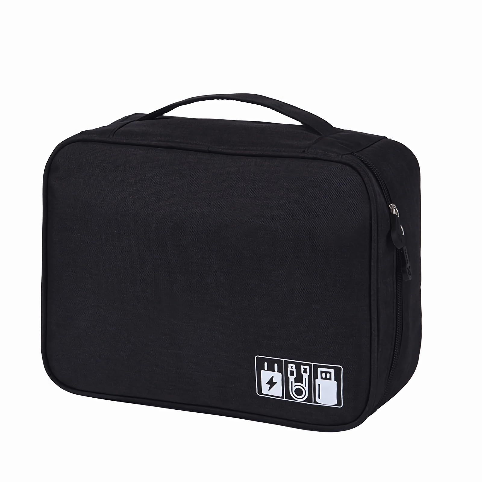 Organizer Bag for Electronics Accessories, Portable Tech Carring Large Storage Case for Charger, Cord, Power Bank, Hardware Black