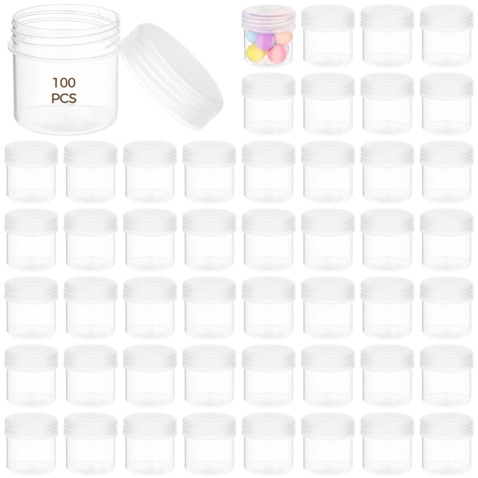 100PCS Plastic Jars with Lids, 1oz Small Plastic Containers, Transparent Sample Containers, Portable Refillable Empty Cosmetic Jars for Lotion, Creams, Rhinestones, Samples, Travel Organization