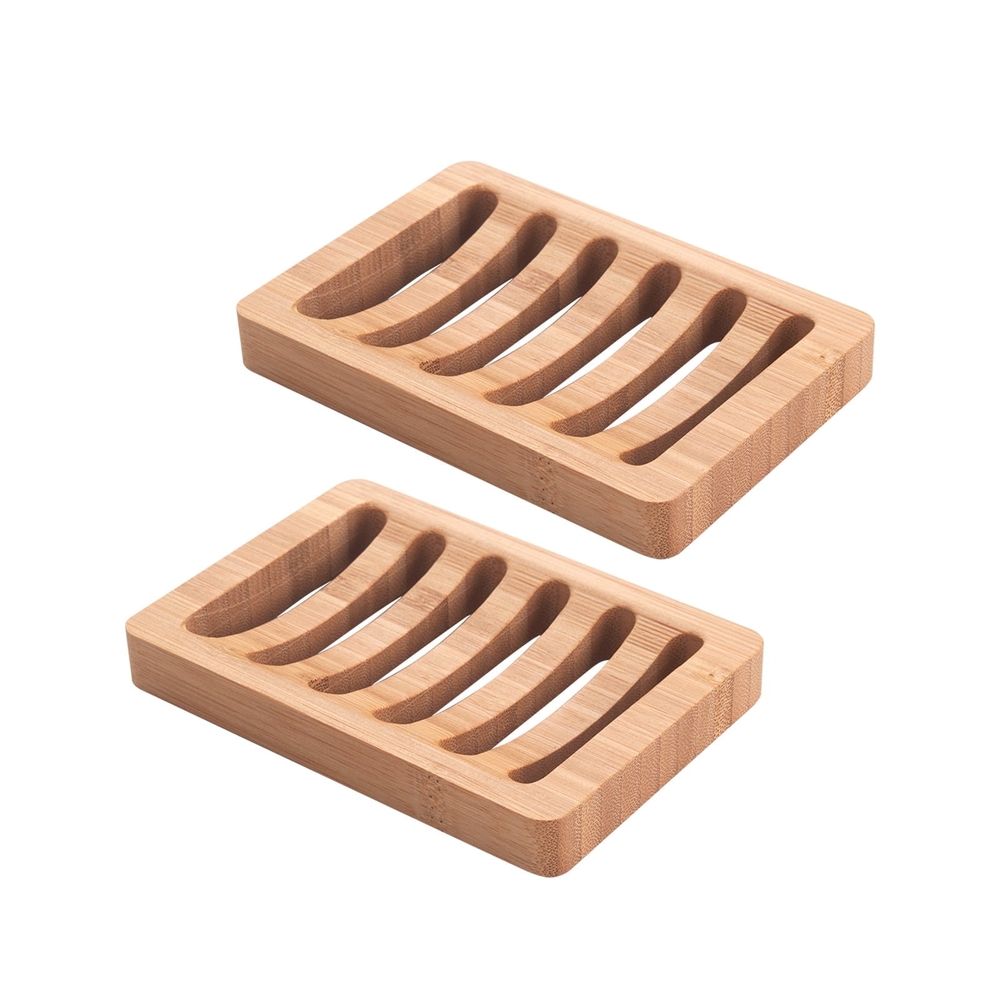 Soap Holder Soap Dish, Bamboo Soap Dish, 2 Pack Wood Soap Holder, Bar Soap Holder for Shower, Soap Tray Self Draining, Soap Saver for Shower, Bathroom, Kitchen, Home(Natural Color)