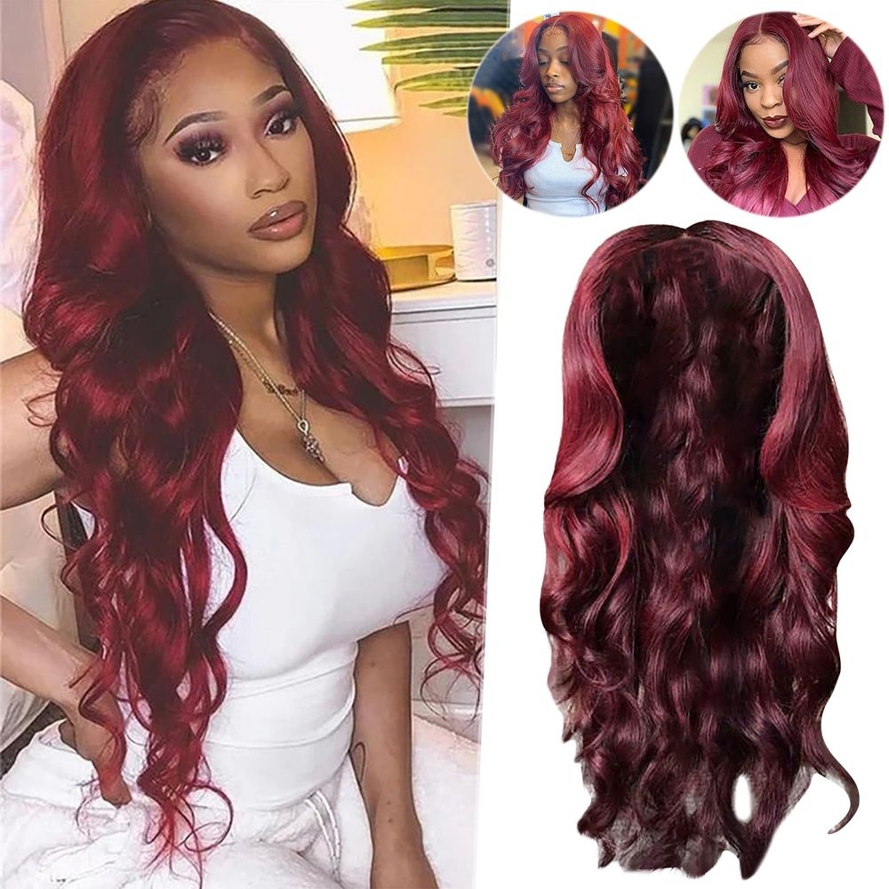 Wig Women's Wine Red Long Curly Hair Large Wig Headcover