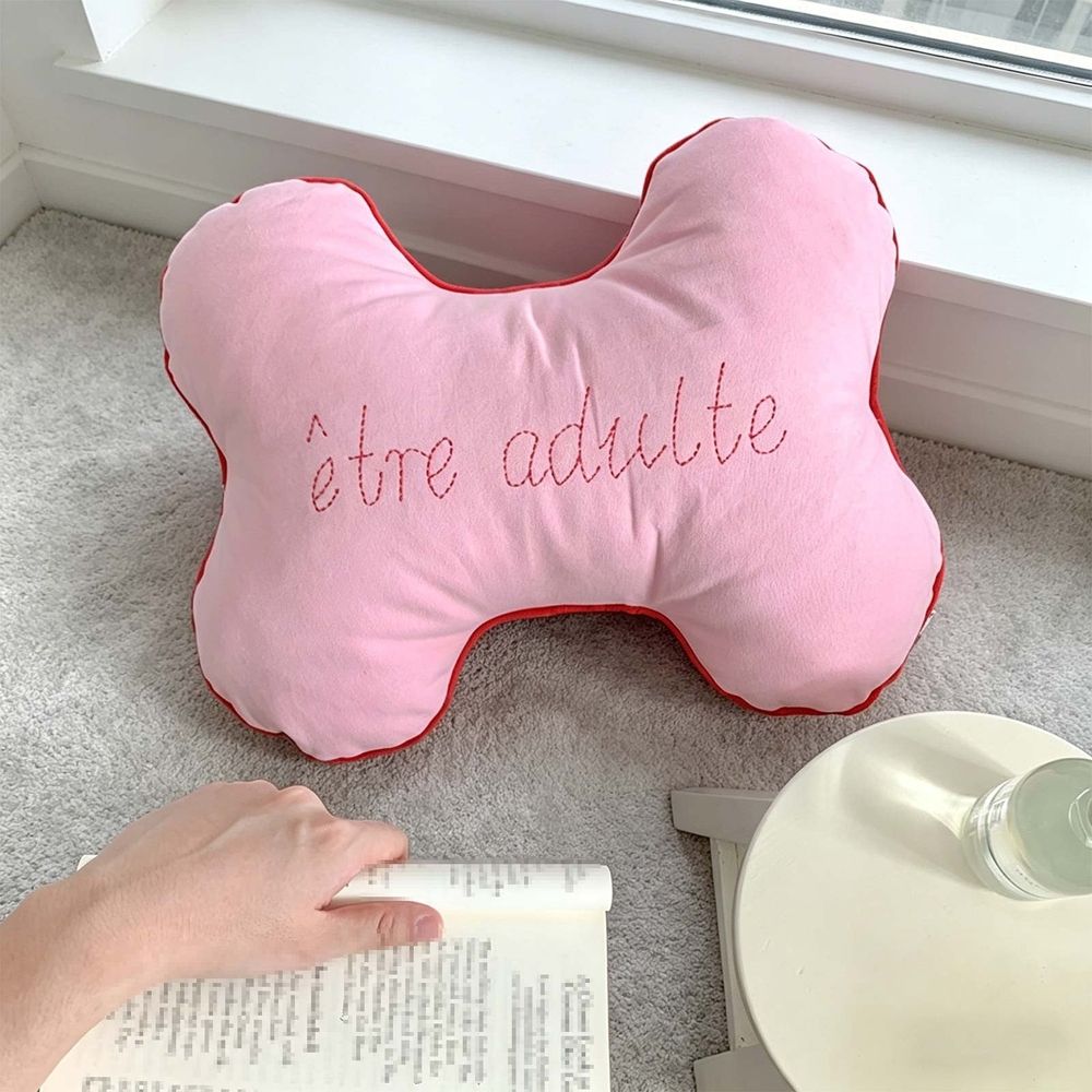 Bones Shaped Throw Pillow Embroidered Lumbar Cushion 24.01 Inch Back Support Pillow for Sofa Bedroom Office Car Seat Couch Reading Chair Home Decor Gift Soft Decorative Plush Housewarming Gift XL