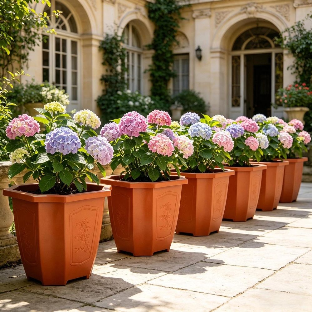 3 Pack Thickened Octagonal Flower Pots, Imitation Ceramic Plastic Planters, Decorative Plant Pots for Indoor Outdoor Garden Courtyard Home Decor