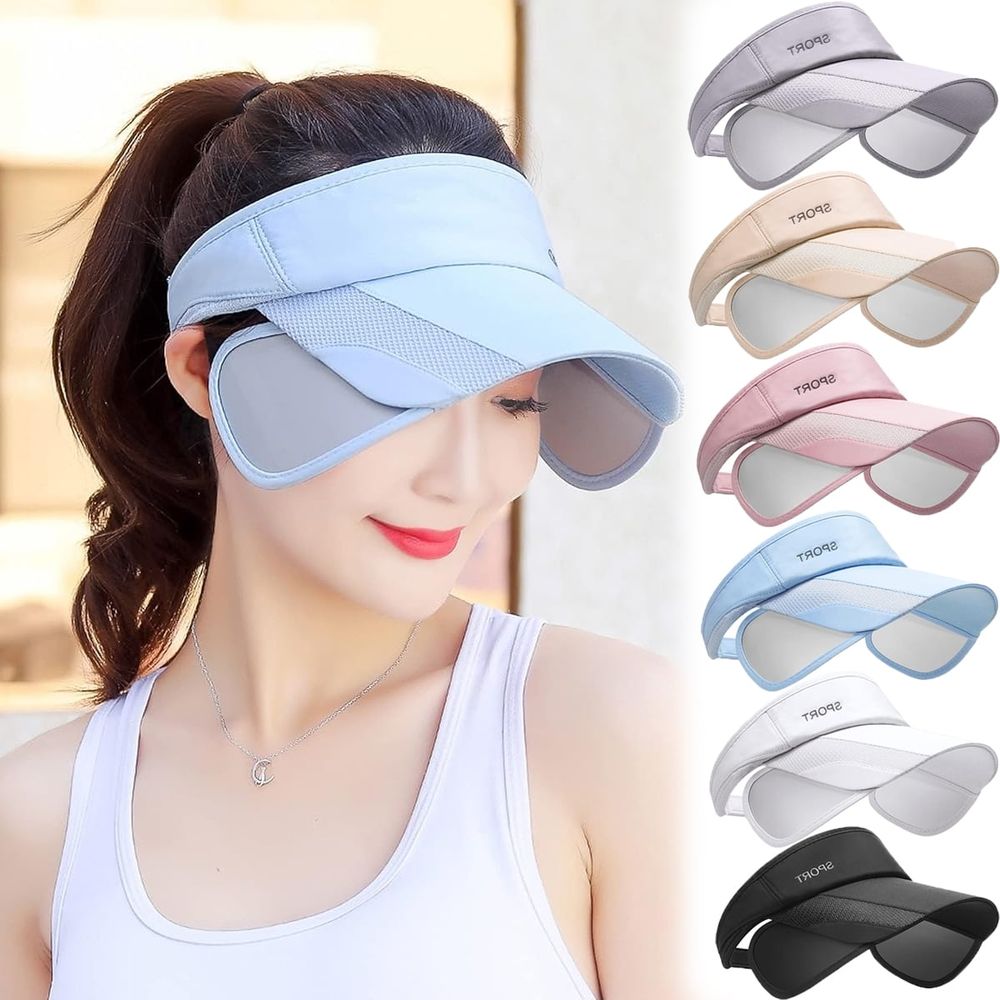 Sun Visor Hat for Women and Men - Retractable Sport Hat, Summer Golf Tennis Running Beach Hat with Ponytail Hole