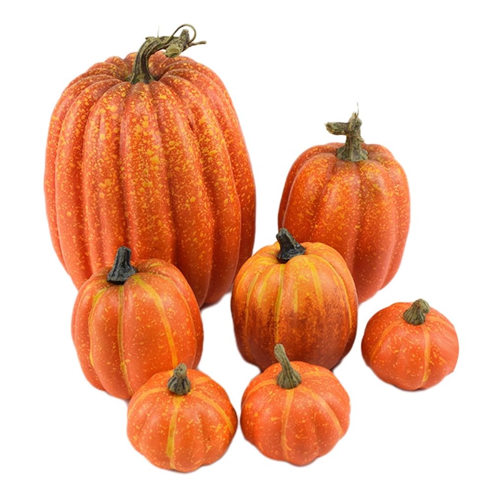 7Pcs Artificial Pumpkins Decorations Faux Foam Fall Harvest Pumpkin Halloween Thanksgiving Decor Indoor for Home, White