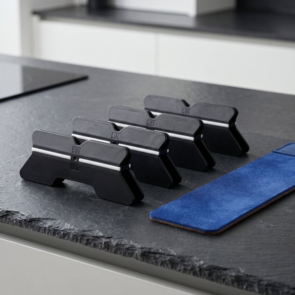 4-Piece Kitchen Sharpening Angle Guide Set with Non- Holder and Adjustable Angle Clips, Black