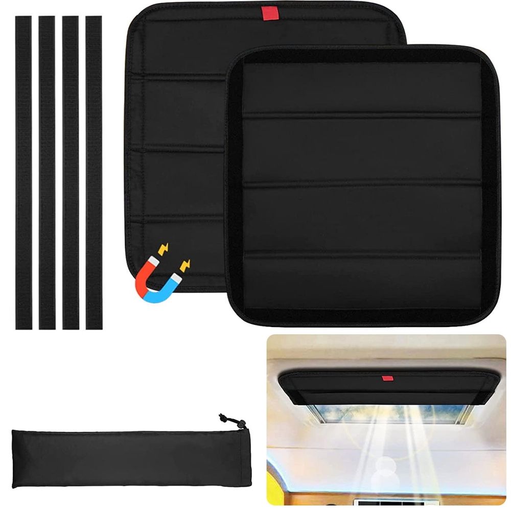 Foldable RV Vent Magnetic Window Shade, Black 16.25" x 16.25