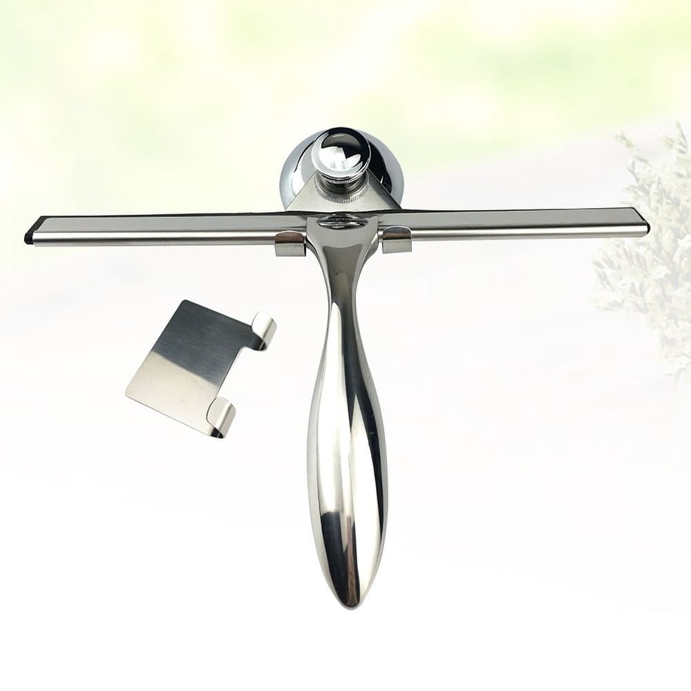 Plated Silver Stainless Steel Wiper, Shower Squeegee for Bathroom and Glass, 3Pcs