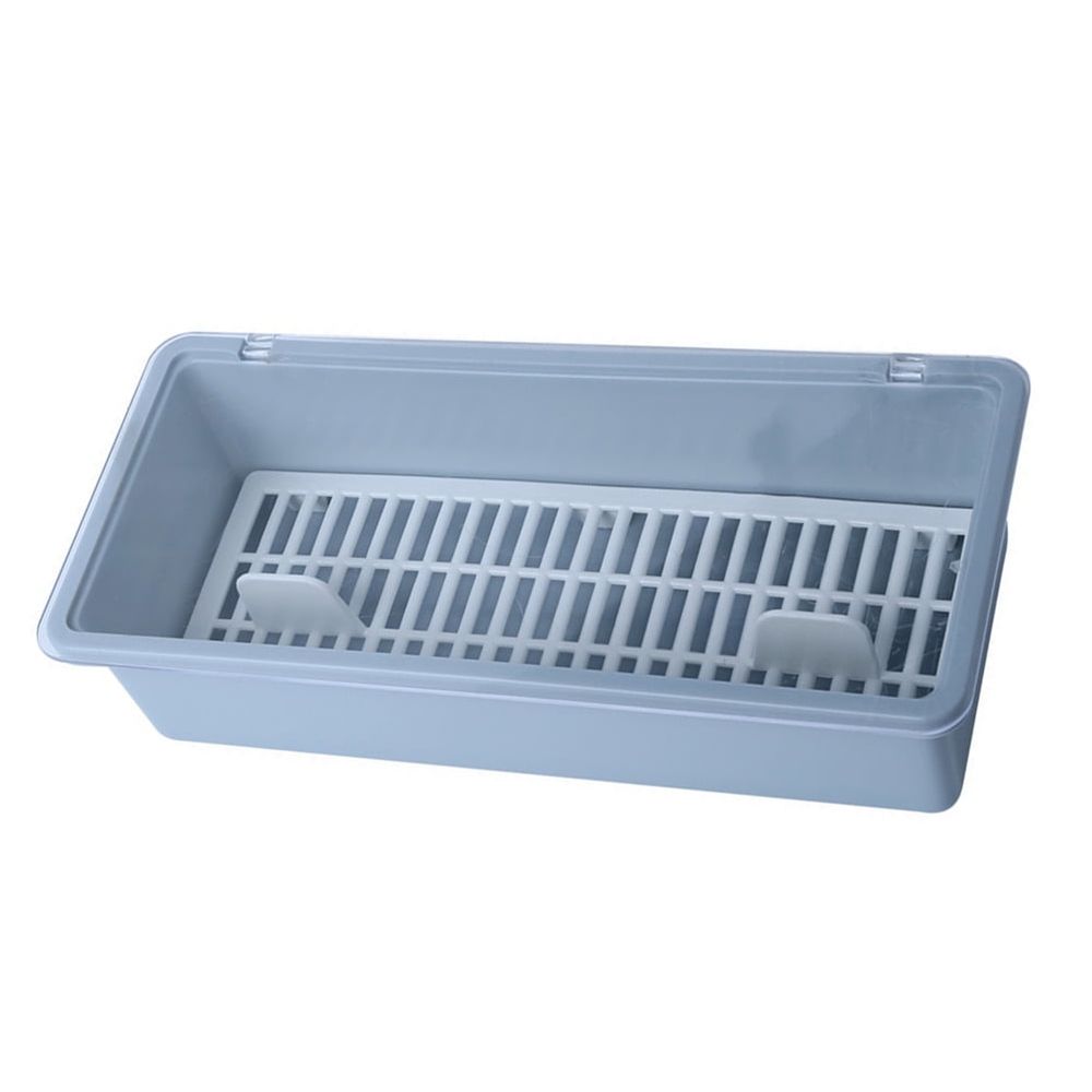Blue Chopsticks Drain Box for Kitchen Use with Sanitary Drying Holes and Compact Space Saving Design