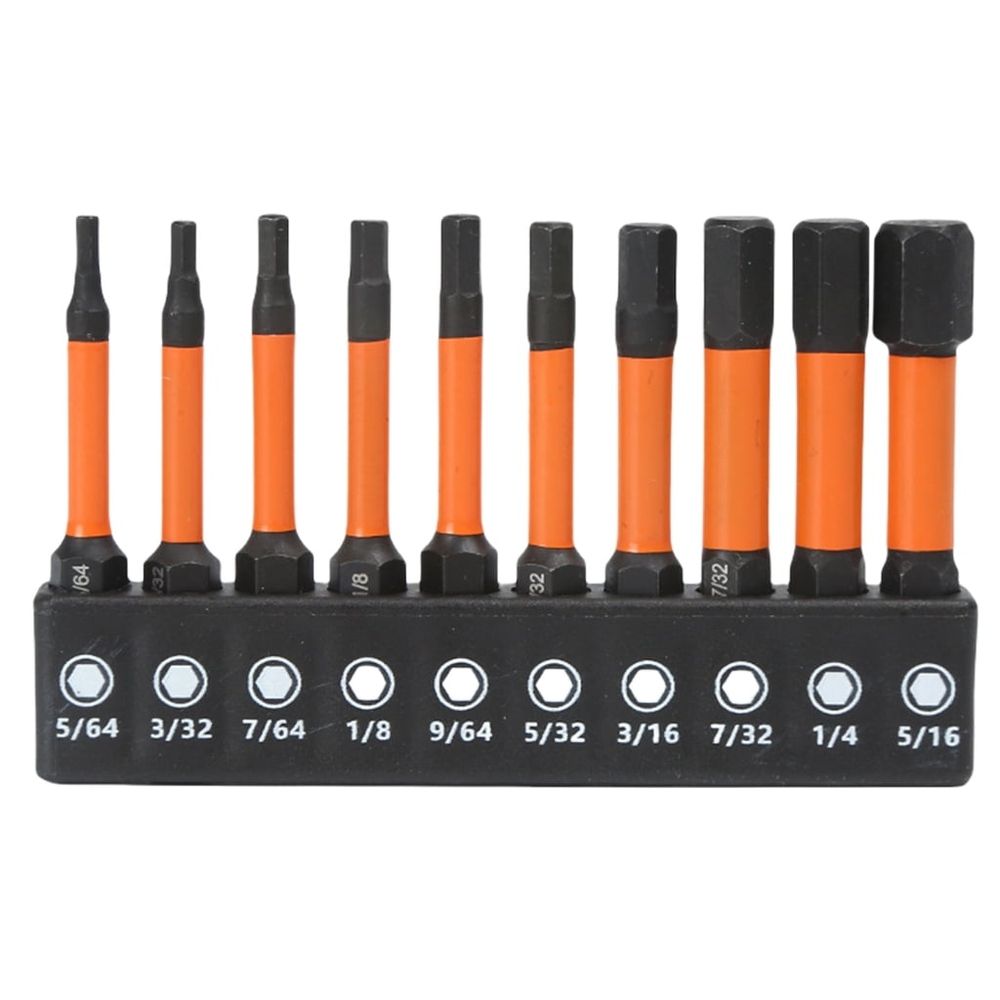 10Pcs Impact Hex Head Allen Wrenches Drill Bit Set 1/4inch Impact Hex Shank Steel Hex Bit Set Allen Key Screwdriver Bit