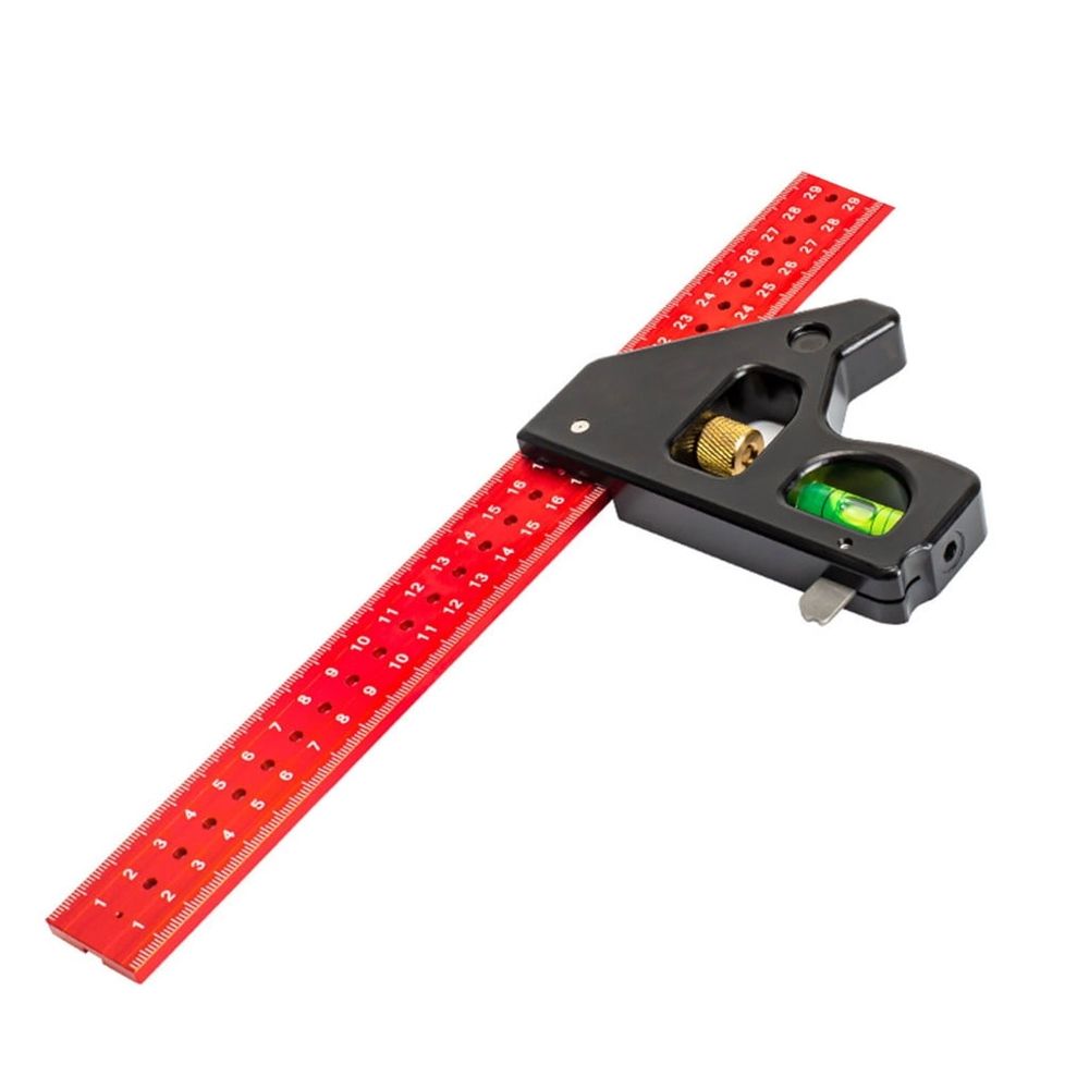 Multifunctional Woodworker's Combination Measure Rule Metal Measuring Instrument for Accurate 90/45 Degree Measure
