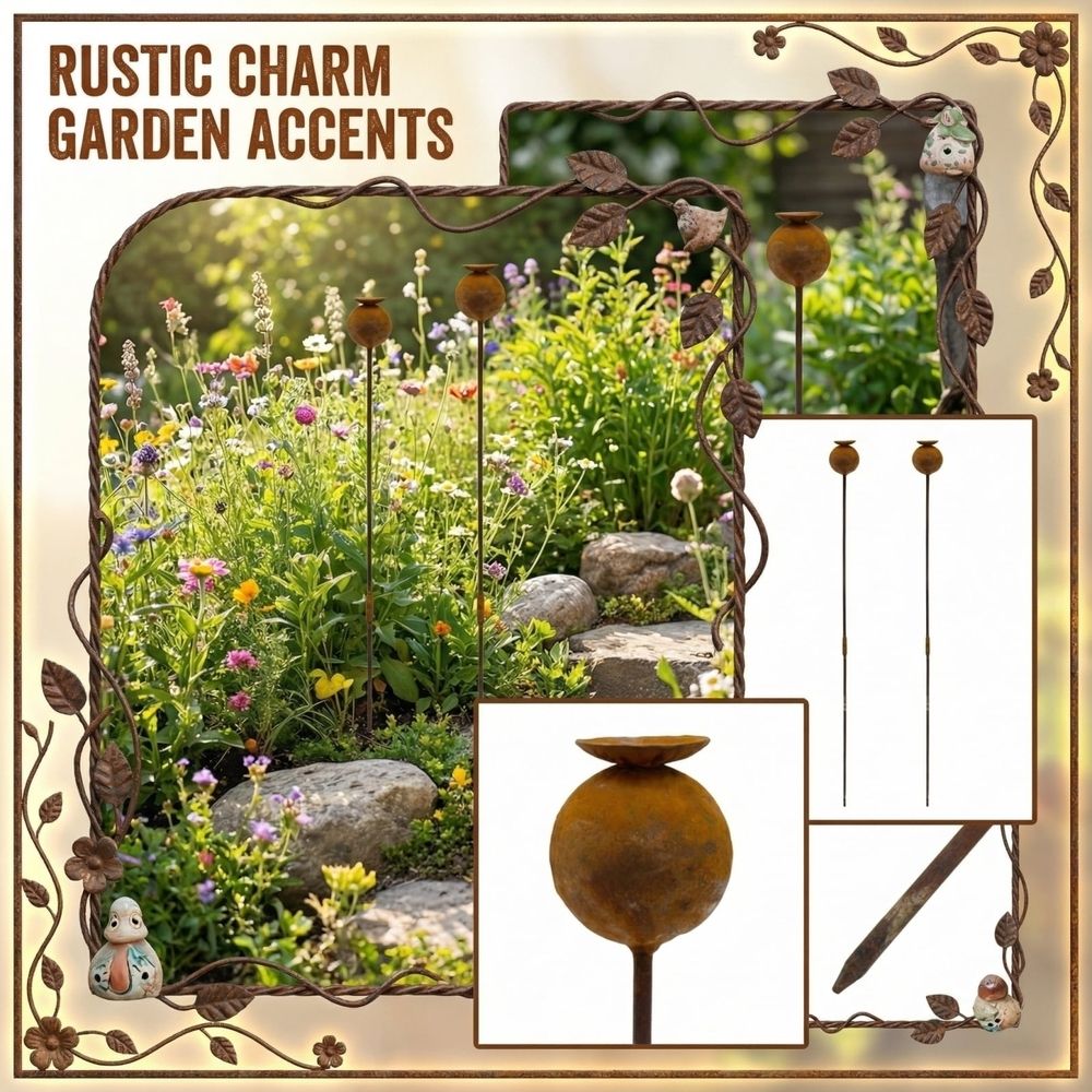 Creative Iron Garden Stake Decorative Outdoor Ground Insert Ornament for Yard Path Patio Lawn Flower Bed High Quality Metal Art Sculpture Sculpture Decor 1PC