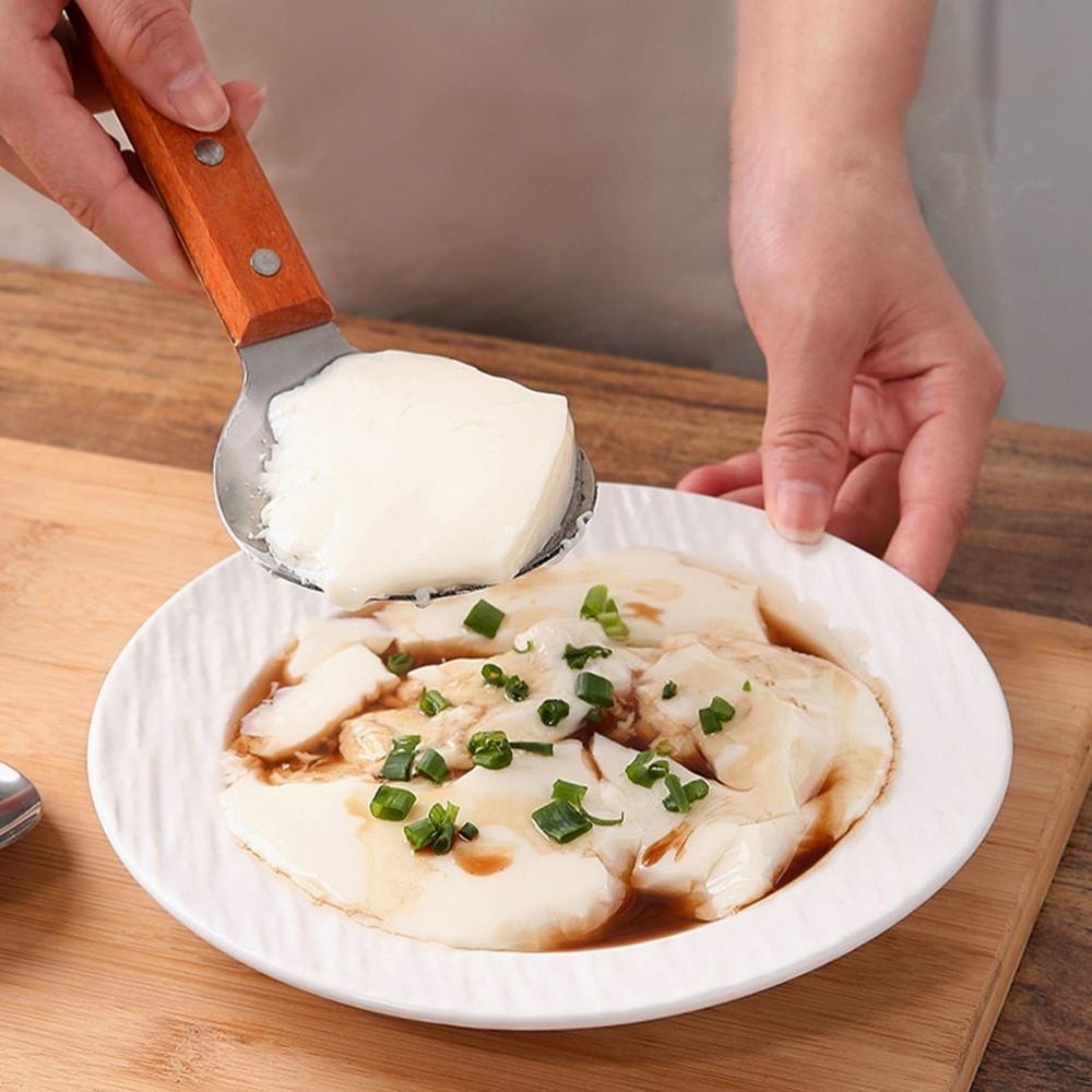 Multifunctional Stainless Steel Rice Spoon Wood Handle Easy to Clean 1Set