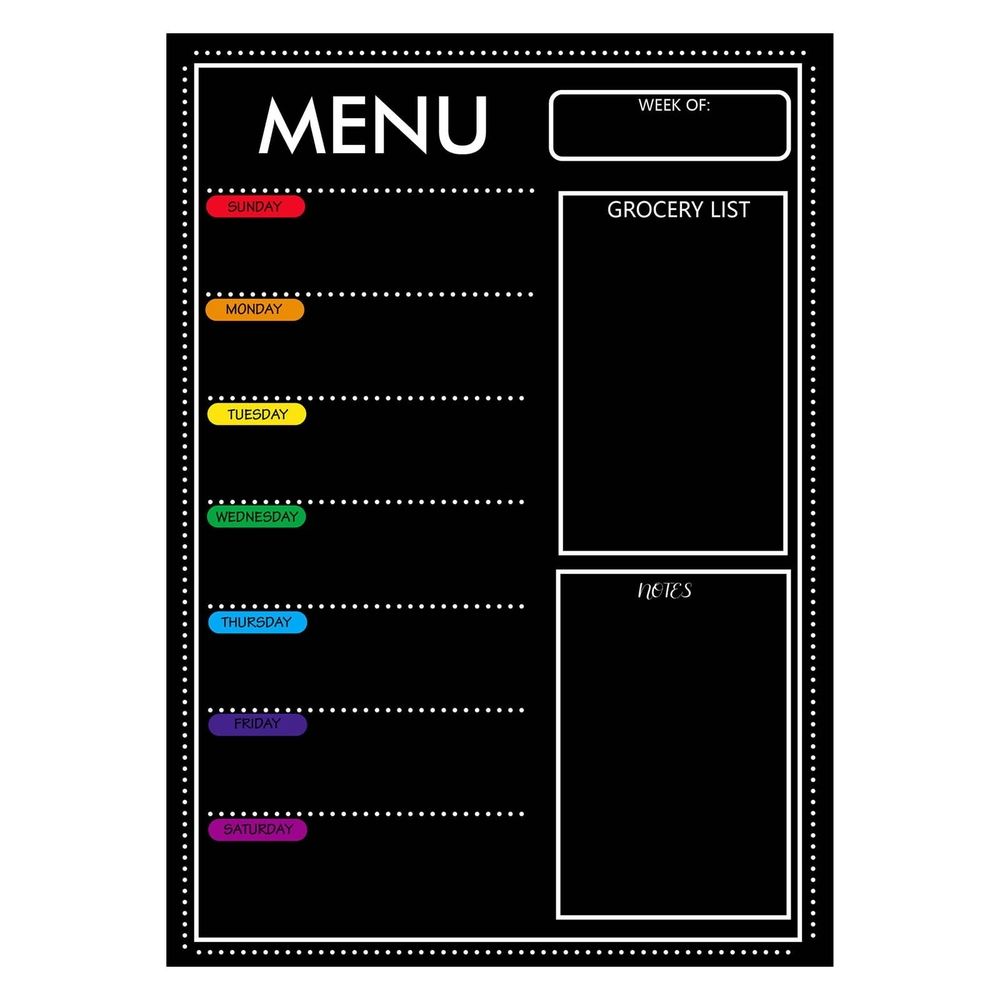 Magnetic Weekly Menu Planner Board | 10" x 14" Refrigerator Calendar Whiteboard | Kitchen Meal Organizer with Dry Erase Marker | Family Grocery Shopping & Meal Planning Tool