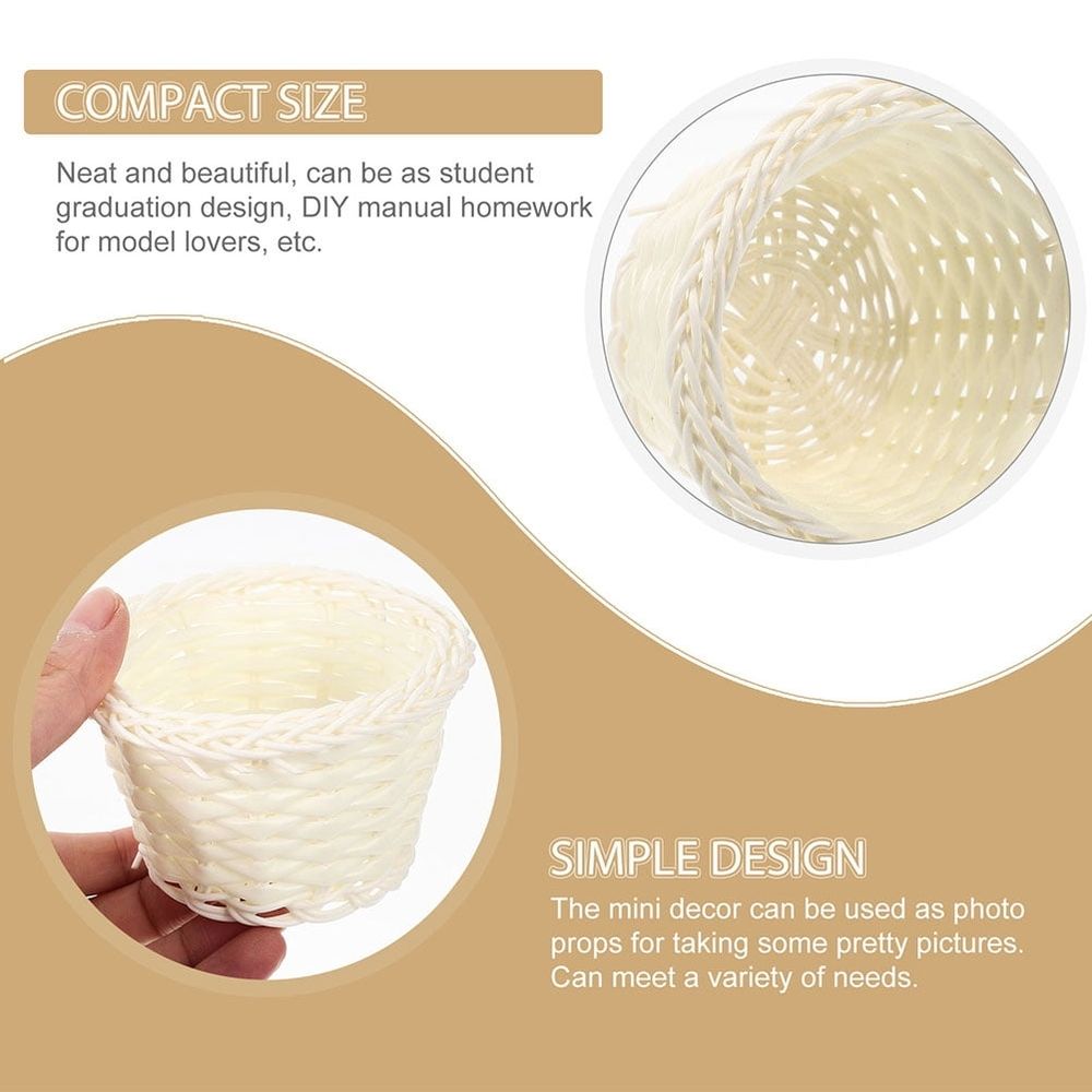 4-Pack Small White Woven Mini Baskets for Easter Decorations and Home Decor