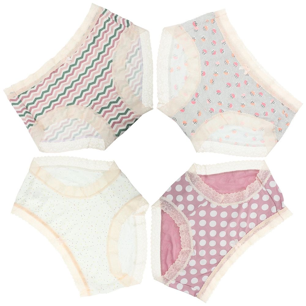 Ladies Breathable Nylon Briefs, Low Waist Design, Assorted Color, 4Pcs