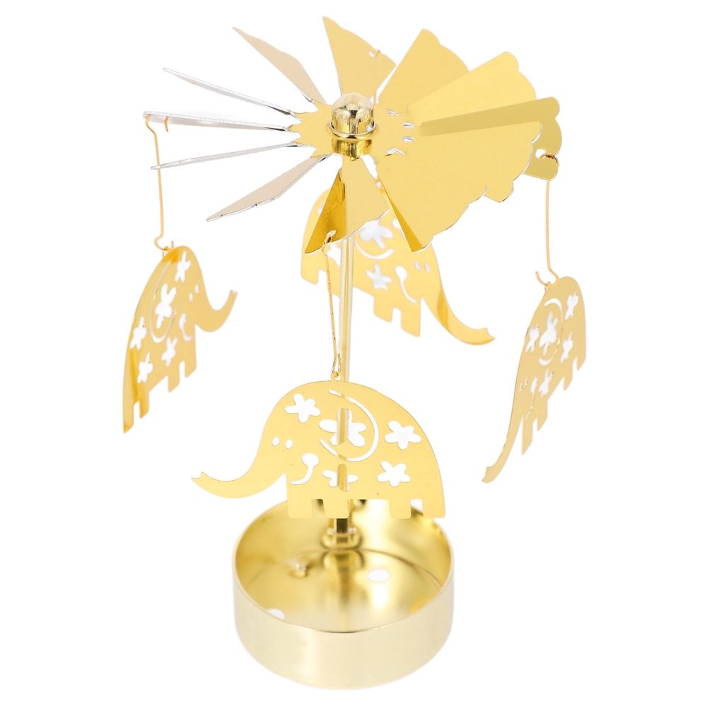 Golden Rotary Candle Holder Metal Carousel Table Centerpiece for Home Decor