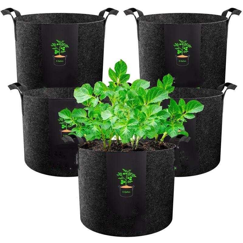 5-Pack 5 Gallons Grow Bags - Heavy Duty 300g Thickened Aeration Nonwoven Fabric Pots with Handles - Ideal Cloth Pots for Plants - Planters Accessories(30*25cm）