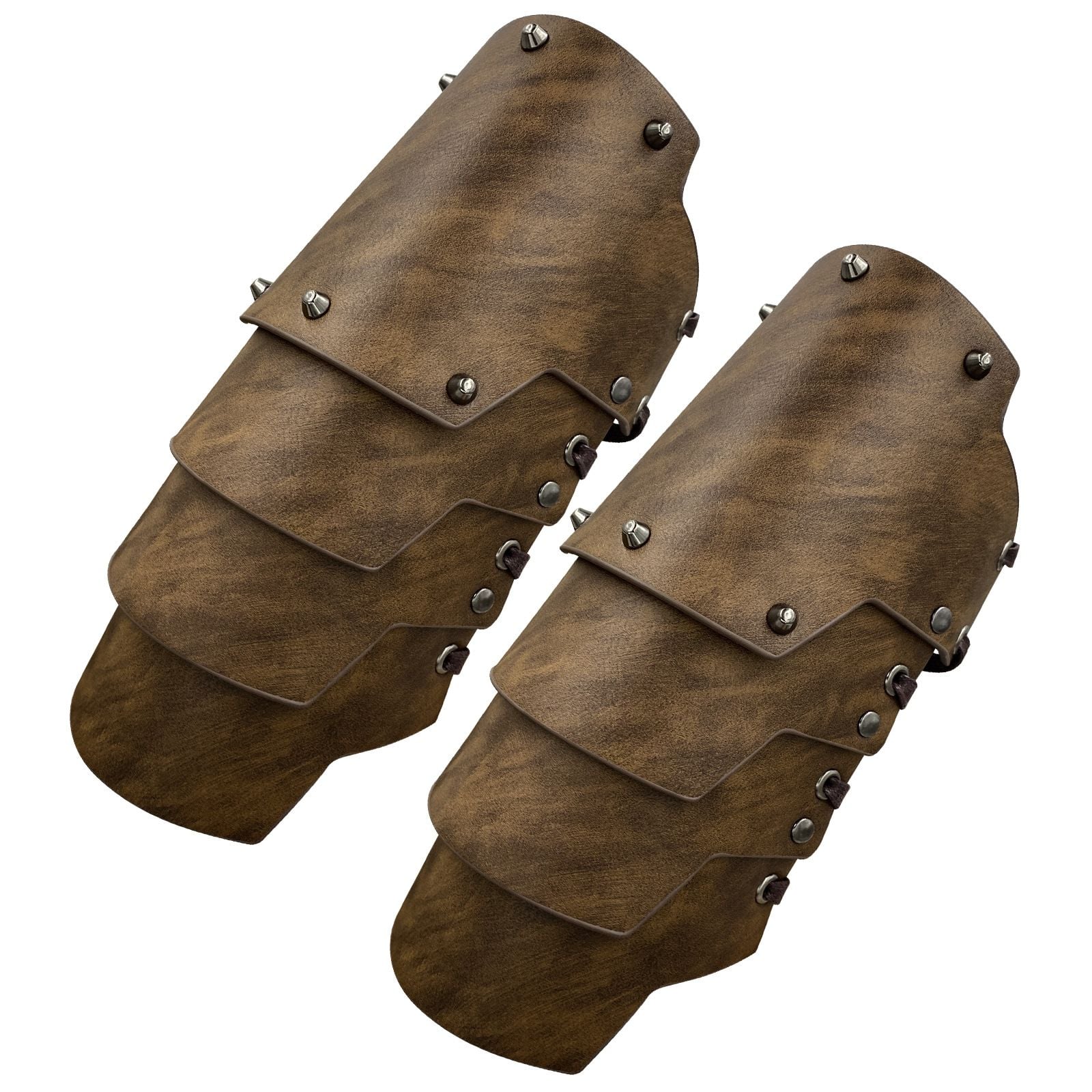 A pair Medieval Faux Leather 4 Layers Bracers Arm Armor, Middle Ages Mercenary Gauntlets, Costume Knight Archer Arm Guards
