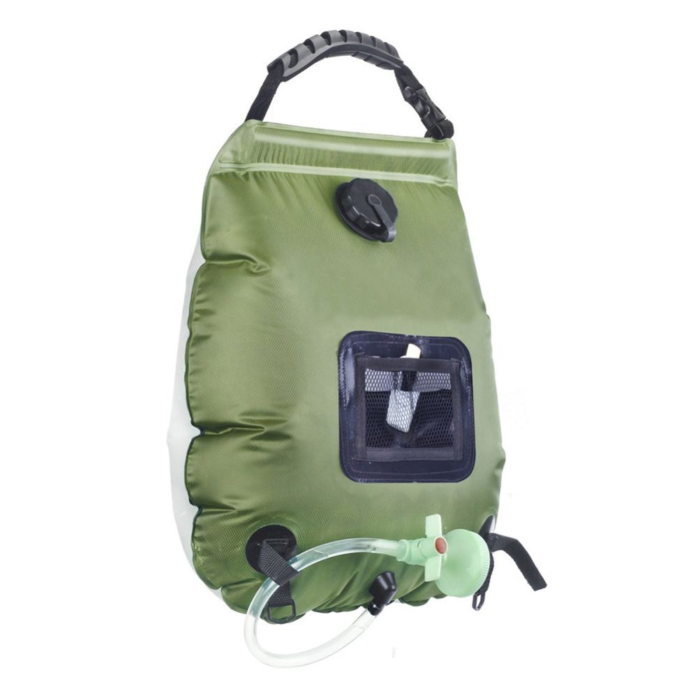 Solar Portable Shower Bag, 5 Gal/20L Solar Heating Camping Shower Bag with Removable Hose&On-Off Switchable Shower Head, Compact Camping Shower green