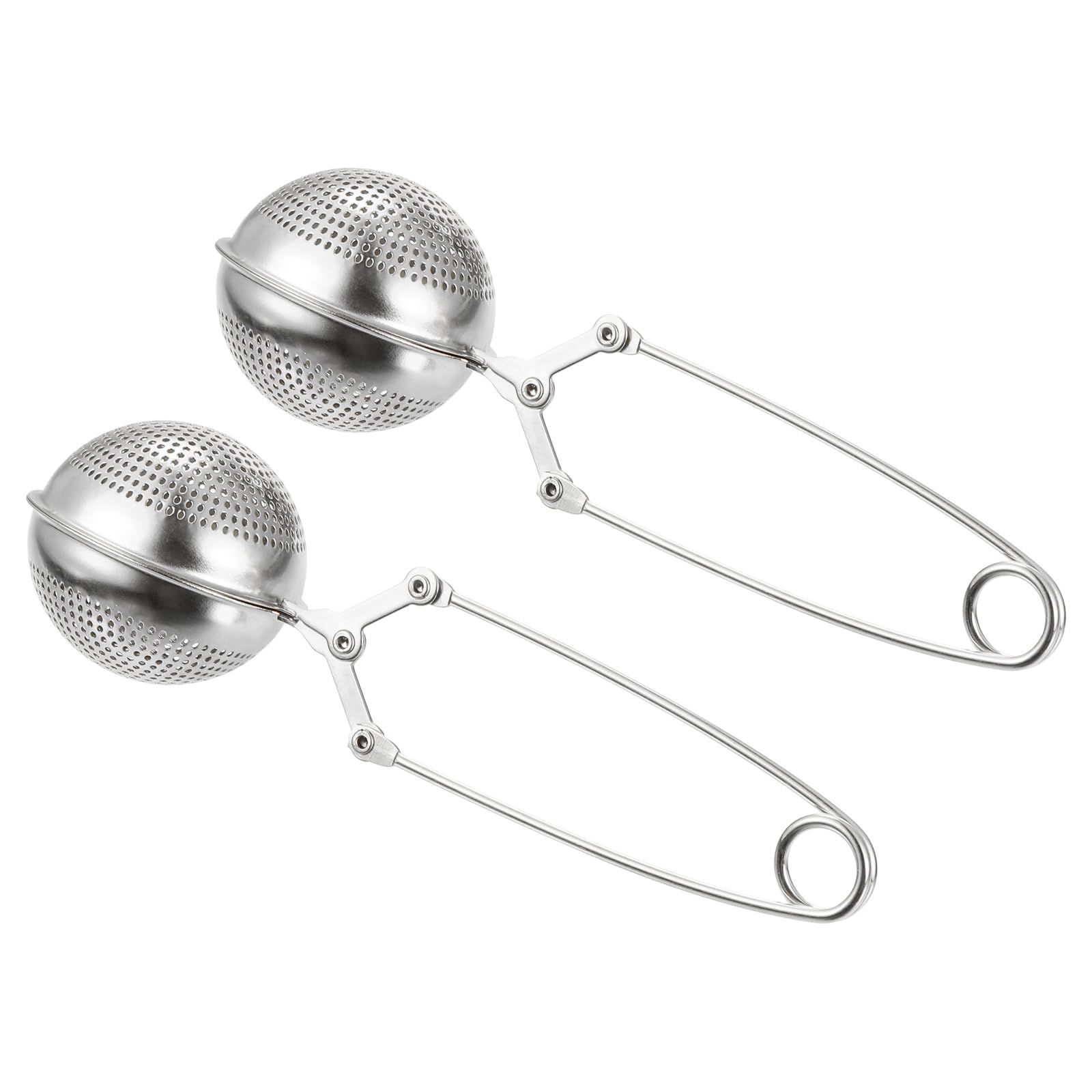 2 Pcs Snap Tea Ball Infuser with Handle, Loose Tea Steeper, Stainless Steel Tea Strainer for Brew Loose Leaf Tea, Silver