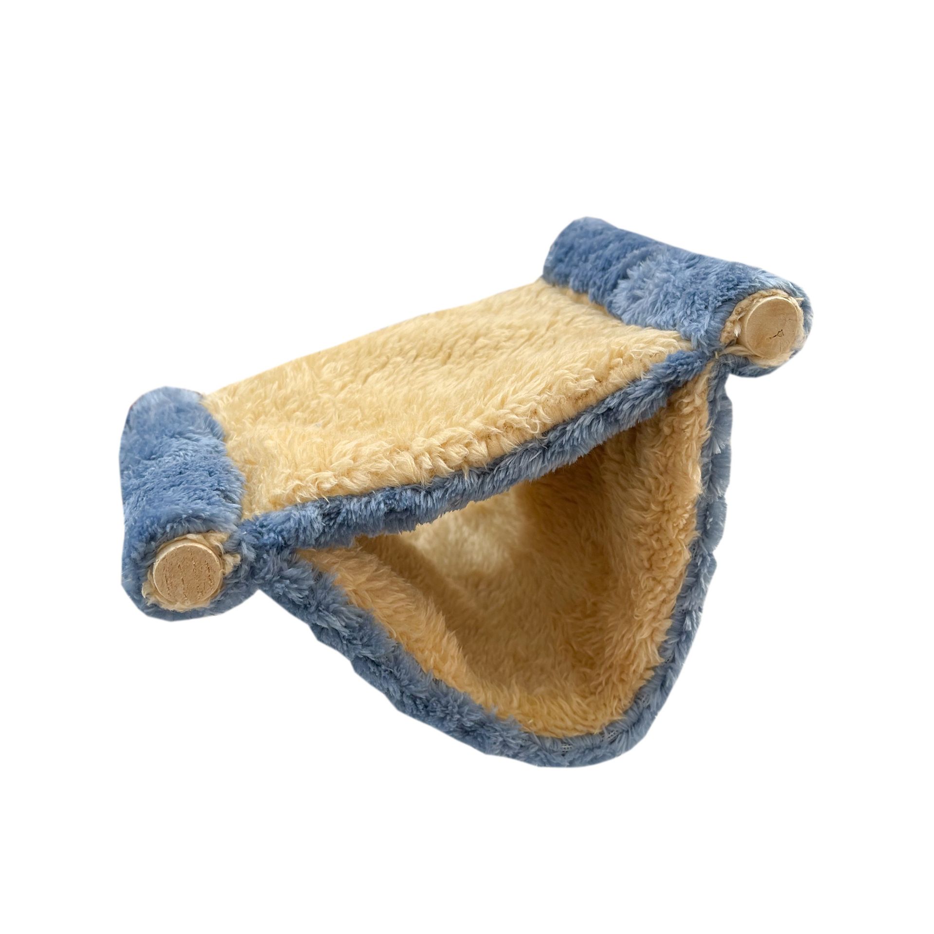 Winter Rat Hammock, Double Layer Hanging Birds Nest Bed with Warm Fleece, Bird Cage Stand Perch, Hideaway Cave Tent, Sleep Bed Cage Accessories for Rat, Guinea Pig, Chinchilla (Blue S)