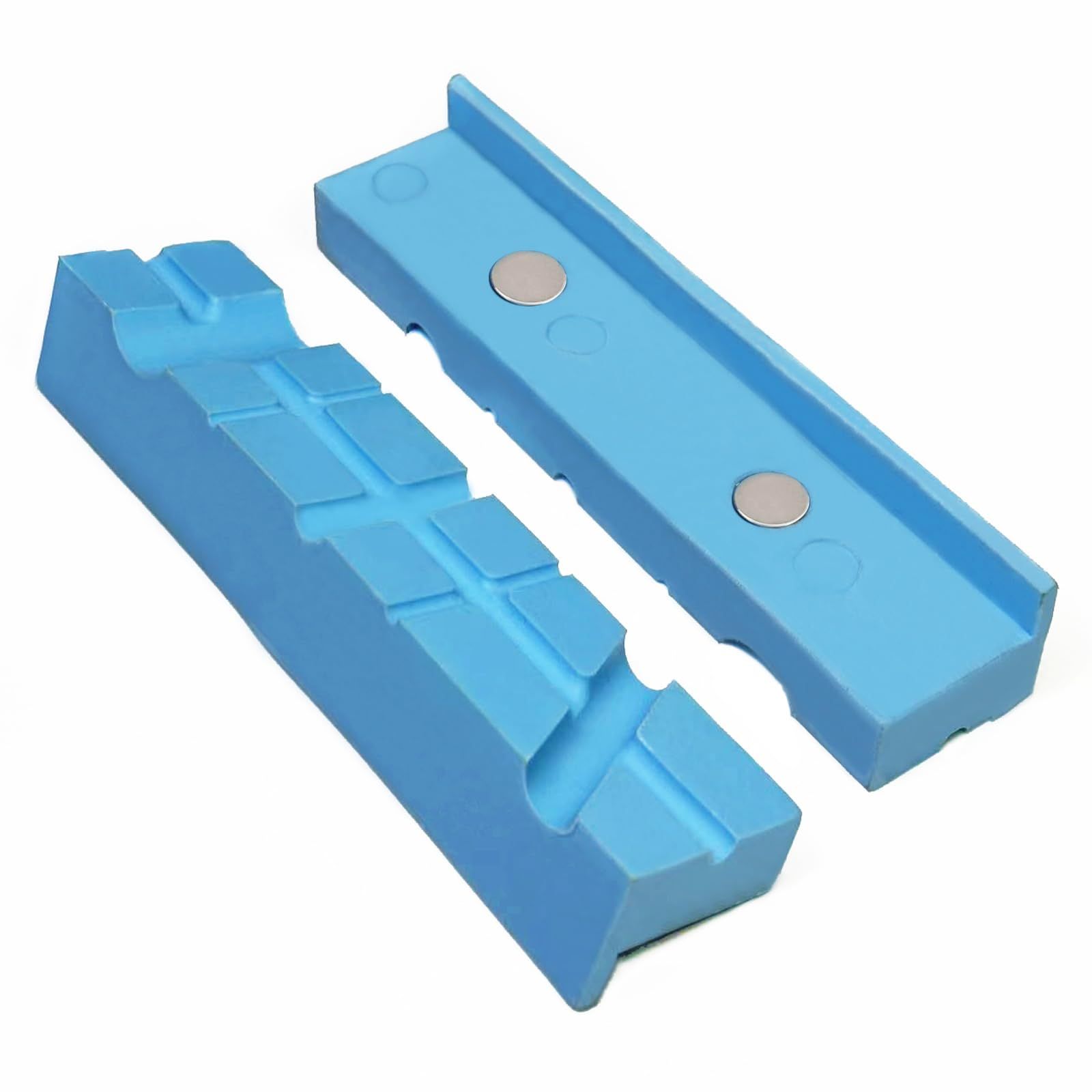 5.5" Jaws, Magnetic Universal Soft Jaws Pads, with Multiple Angle Grooves Design, Multipurpose - Use on any Metal Vise, Used for woodworking, golf, jewelry making, piping (1 pair)