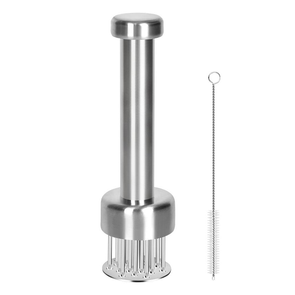 Meat Tenderizer Tool, 304 Stainless Steel, with 21 Needles & Retractable Safety Guard, for Tenderizing Beef, Turkey, Chicken, Steak, Dishwasher Safe