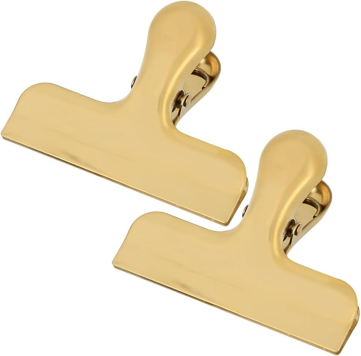 2pcs Metal sealing clip, stainless steel dovetail clip, food clip, bill clip, office folder, stationery clip（golden）