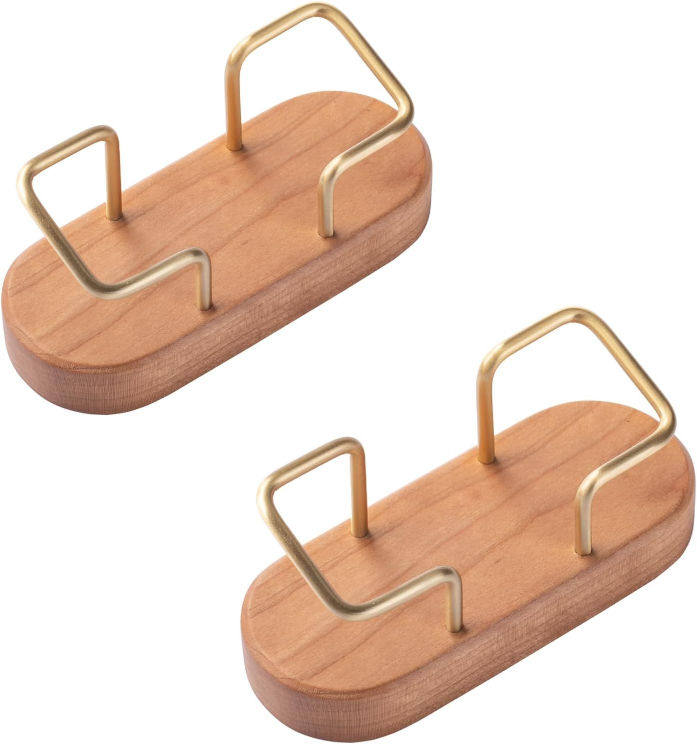muso wood Business Card Holder for Desk, Wooden Creative Business Card Display for Desk, Wood Business Card Stand for Office, Tabletop (beech 2pack)