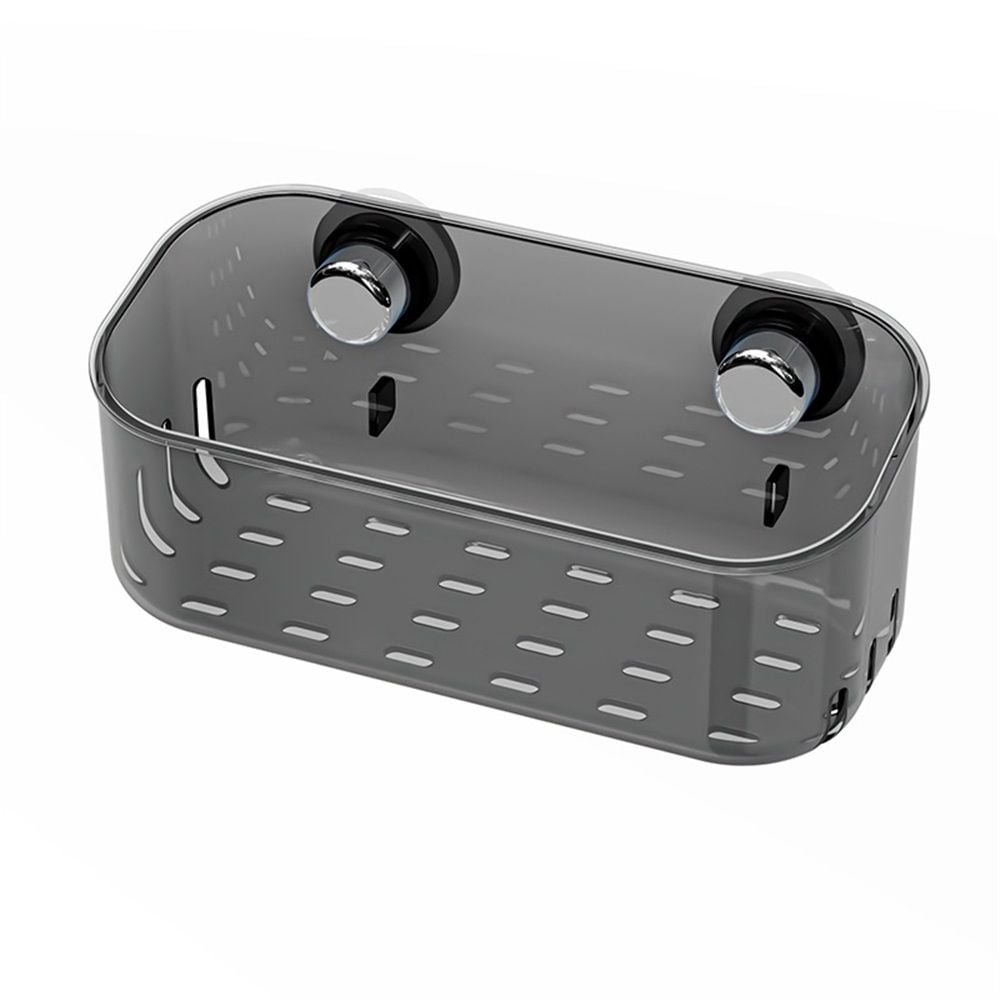 Plastic lock suction wall storage basket storage box for bathroom showers, bathtubs, and mirrors - transparent(grey)