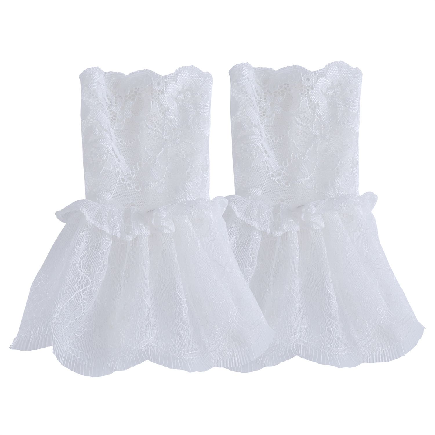 4pcs gloves with white sleeves and women's sexy lace elastic bracelet cuffs, suitable for role-playing, weddings, tea parties, and masquerade parties. White