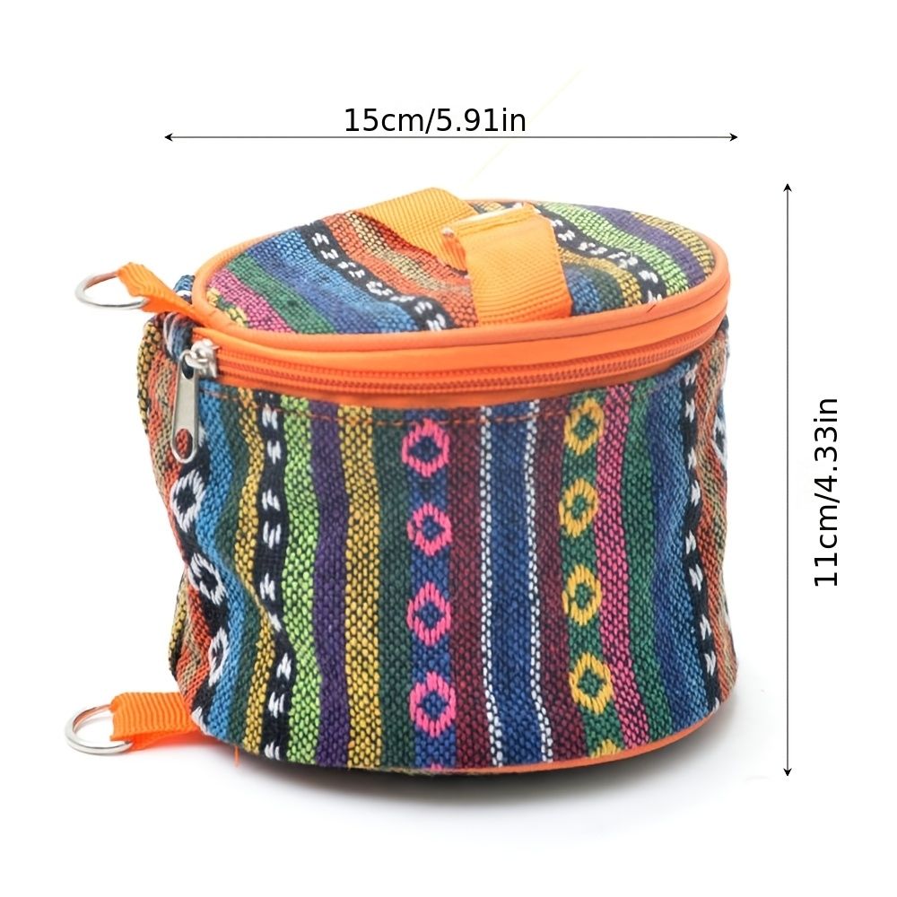 Bohemian Striped Portable Napkin & Tissue Holder, Foldable Roll Dispenser for Camping, Car, Picnic & Home Organization Orange