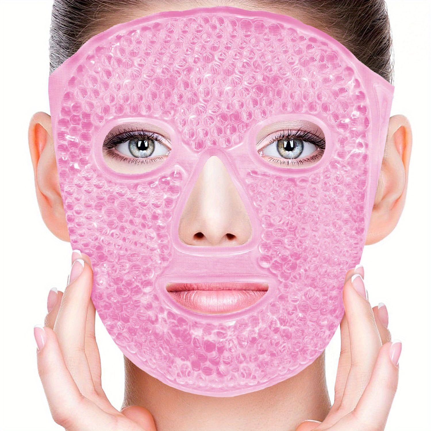 Hot and Cold Compress Mini House Kit- Cold Face Eye Masks for Dark Circles, Puffiness, Migraines, Stress, Redness, Skin Care for Women and Men pink