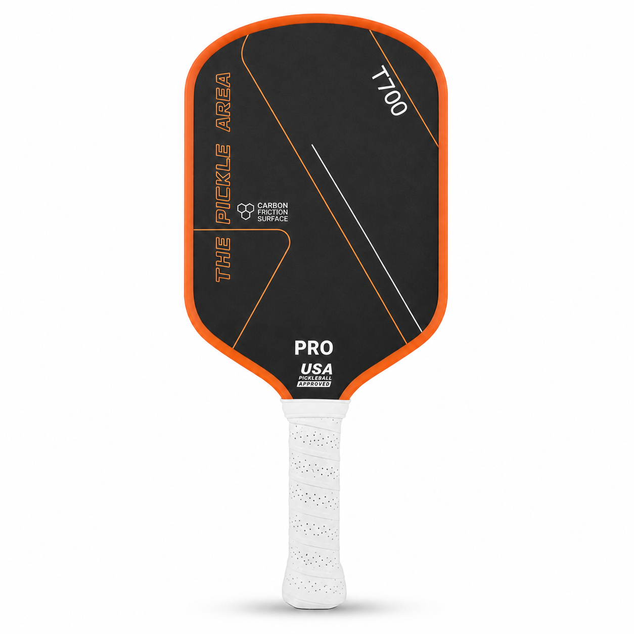 T700 Carbon Fiber Pickleball Paddle, USAP Approved Racket with Carbon Friction Surface for Spin, Control & Power – Orange