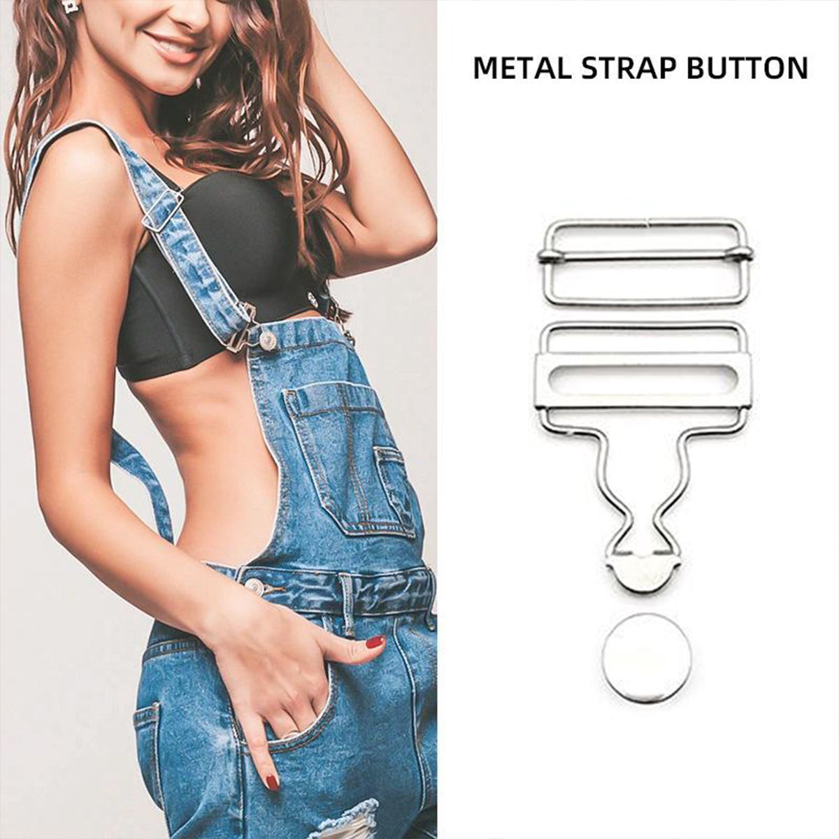 6 Sets Metal Strap Adjuster Overalls Buckles Silver
